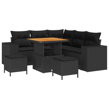 Garten-Sofa-Set mit Kissen mit Speicher 8 pcs Schwarz