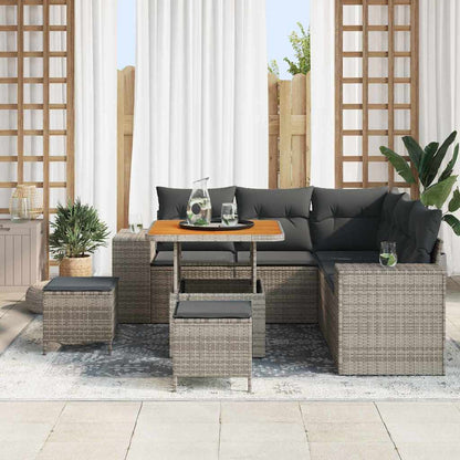 Garten-Sofa-Set mit Kissen mit Speicher mit Kissen 8 pcs Grau