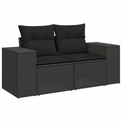 Gartensofa-set mit Kissen 10 pcs Schwarz Poly-Rattan