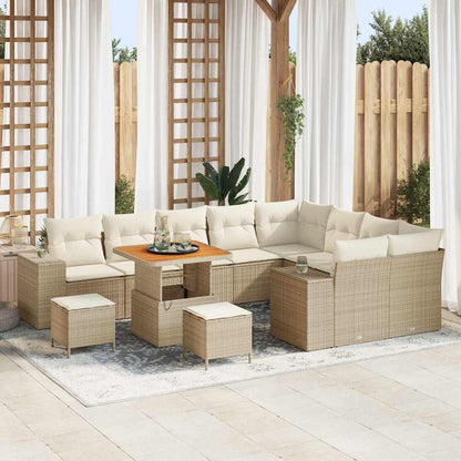 Garten-Sofa-Set mit Kissen mit Speicher 12 pcs Beige und Creme