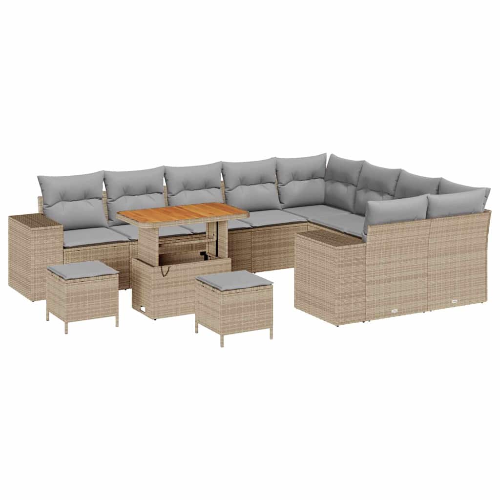 Garten-Sofa-Set mit Kissen mit Kissen 12 pcs Beige und Hellgrau