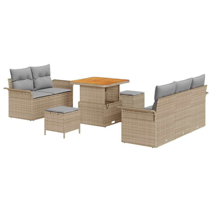 Garten-Sofa-Set mit Kissen mit Kissen 8 pcs Beige und Hellgrau