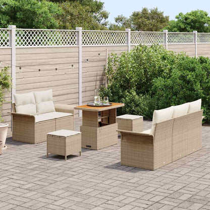 Garten-Sofa-Set mit Kissen mit Speicher 8 pcs Beige und Creme