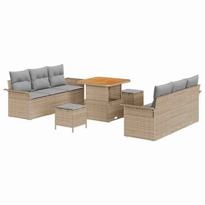 Garten-Sofa-Set mit Kissen mit Kissen 9 pcs Beige und Hellgrau
