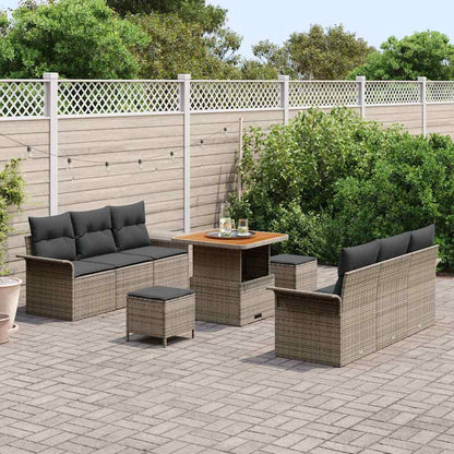 Garten-Sofa-Set mit Kissen mit Speicher mit Kissen 9 pcs Grau