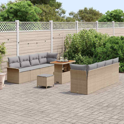 Garten-Sofa-Set mit Kissen mit Kissen 11 pcs Beige und Hellgrau