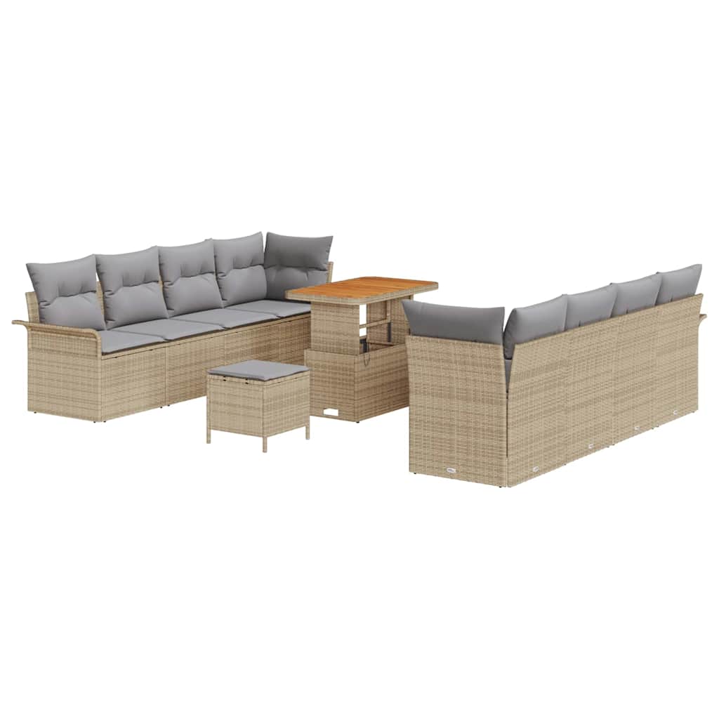 Garten-Sofa-Set mit Kissen mit Kissen 11 pcs Beige und Hellgrau