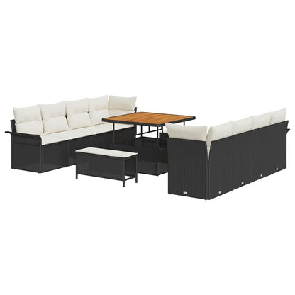 Garten-Sofa-Set mit Kissen mit Kissen 11 pcs Schwarz und Creme