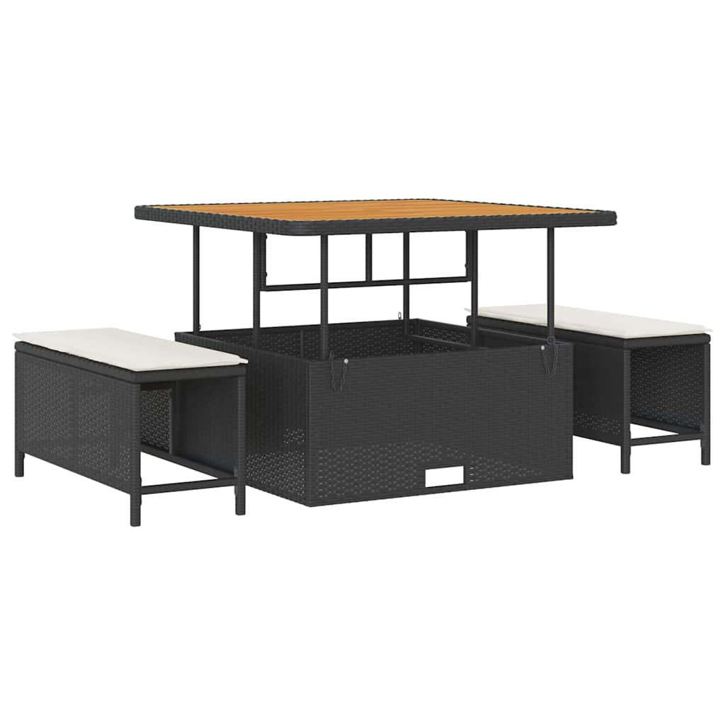 Garten-Sofa-Set mit Kissen mit Kissen 11 pcs Schwarz und Creme