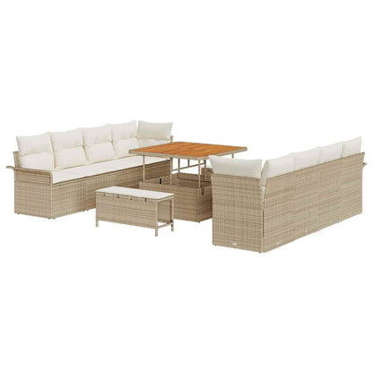 Garten-Sofa-Set mit Kissen mit Speicher 11 pcs Beige und Creme