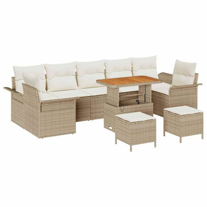 Garten-Sofa-Set mit Kissen mit Speicher 10 pcs Beige und Creme