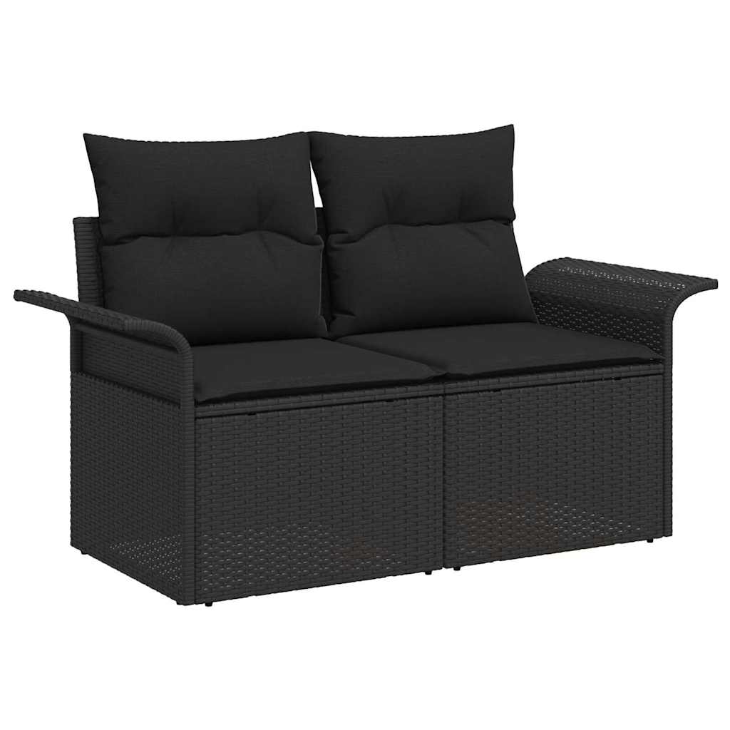 Garten-Sofa-Set mit Kissen mit Speicher 8 pcs Schwarz