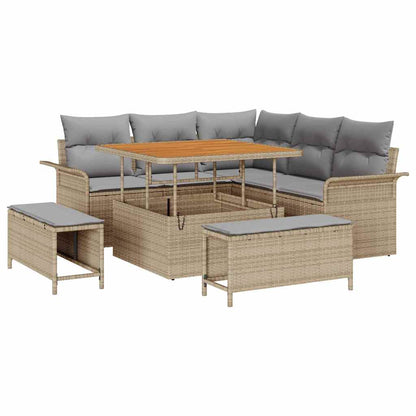 Garten-Sofa-Set mit Kissen mit Kissen 8 pcs Beige und Hellgrau
