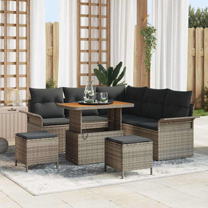 Garten-Sofa-Set mit Kissen mit Speicher mit Kissen 8 pcs Grau