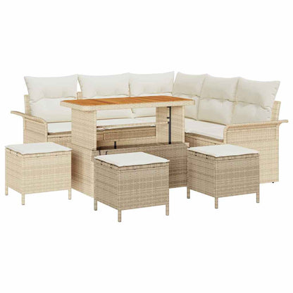 Garten-Sofa-Set mit Kissen mit Speicher 9 pcs Beige und Creme