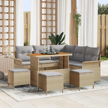 Garten-Sofa-Set mit Kissen mit Kissen 9 pcs Beige und Hellgrau