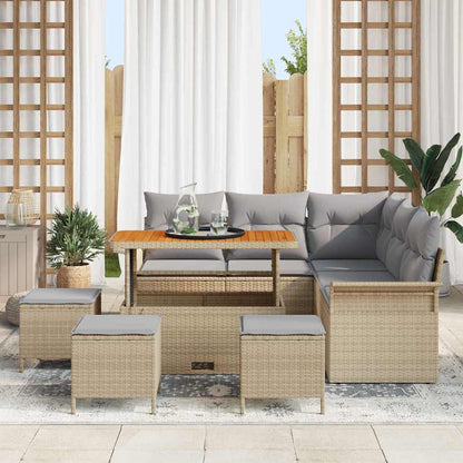 Garten-Sofa-Set mit Kissen mit Kissen 9 pcs Beige und Hellgrau