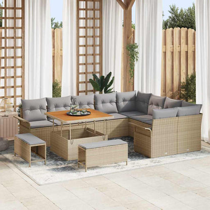 Garten-Sofa-Set mit Kissen mit Kissen 12 pcs Beige und Hellgrau