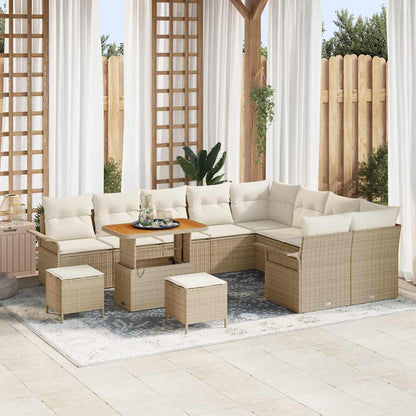 Garten-Sofa-Set mit Kissen mit Speicher 12 pcs Beige und Creme