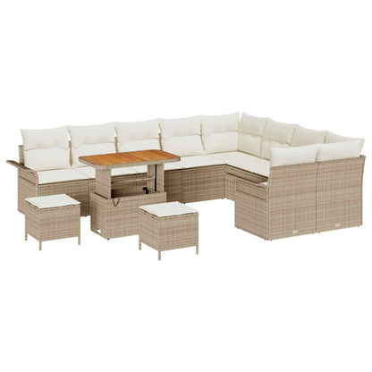 Garten-Sofa-Set mit Kissen mit Speicher 12 pcs Beige und Creme