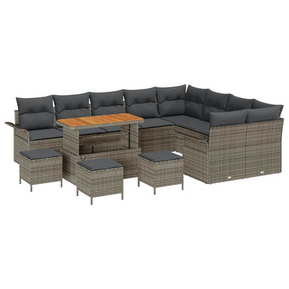 Garten-Sofa-Set mit Kissen mit Speicher mit Kissen 13 pcs Grau