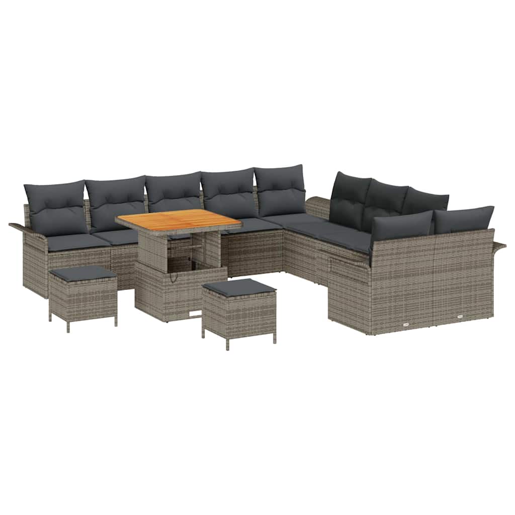 Garten-Sofa-Set mit Kissen mit Speicher mit Kissen 13 pcs Grau