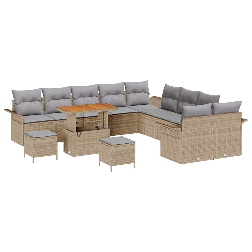 Garten-Sofa-Set mit Kissen mit Kissen 13 pcs Beige und Hellgrau
