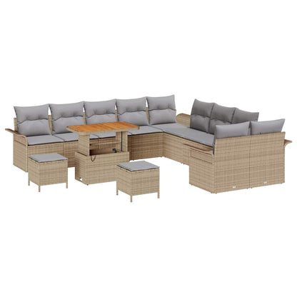 Garten-Sofa-Set mit Kissen mit Kissen 13 pcs Beige und Hellgrau