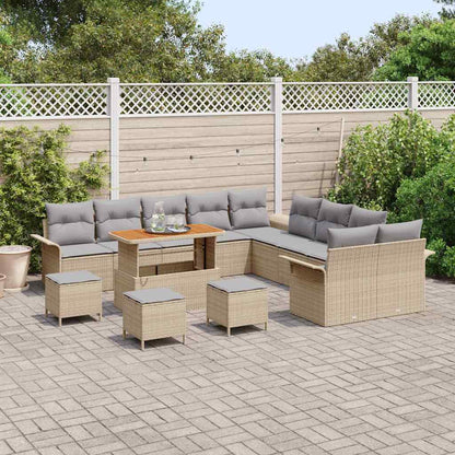 Garten-Sofa-Set mit Kissen mit Kissen 14 pcs Beige und Hellgrau
