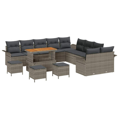 Garten-Sofa-Set mit Kissen mit Speicher mit Kissen 14 pcs Grau