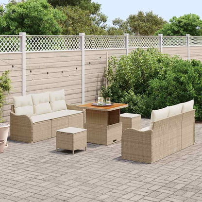 Garten-Sofa-Set mit Kissen mit Speicher 9 pcs Beige und Creme