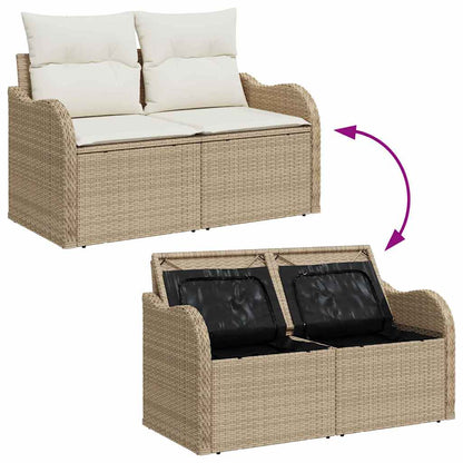 Garten-Sofa-Set mit Kissen mit Speicher 9 pcs Beige und Creme