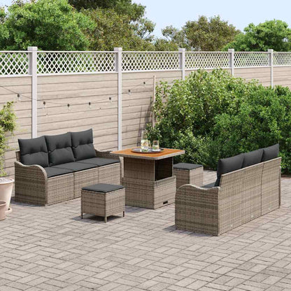 Garten-Sofa-Set mit Kissen mit Speicher mit Kissen 9 pcs Grau