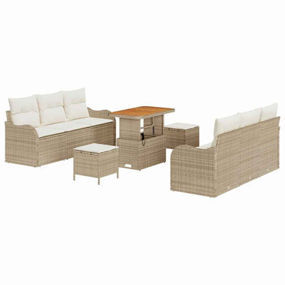 Garten-Sofa-Set mit Kissen mit Speicher 9 pcs Beige und Creme