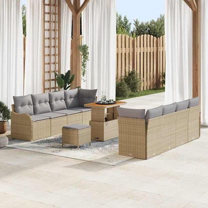 Garten-Sofa-Set mit Kissen mit Kissen 11 pcs Beige und Hellgrau
