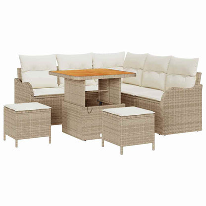 Garten-Sofa-Set mit Kissen mit Speicher 8 pcs Beige und Creme
