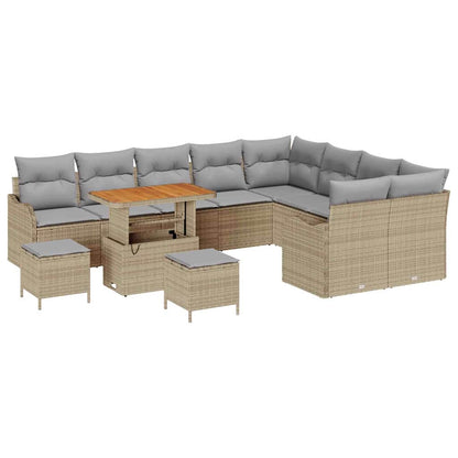 Garten-Sofa-Set mit Kissen mit Kissen 12 pcs Beige und Hellgrau