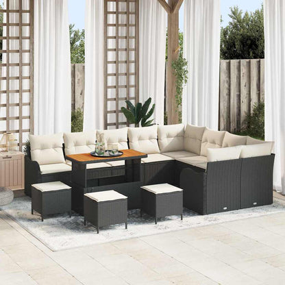 Garten-Sofa-Set mit Kissen mit Kissen 13 pcs Schwarz und Creme