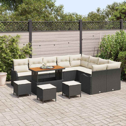 Garten-Sofa-Set mit Kissen mit Kissen 13 pcs Schwarz und Creme