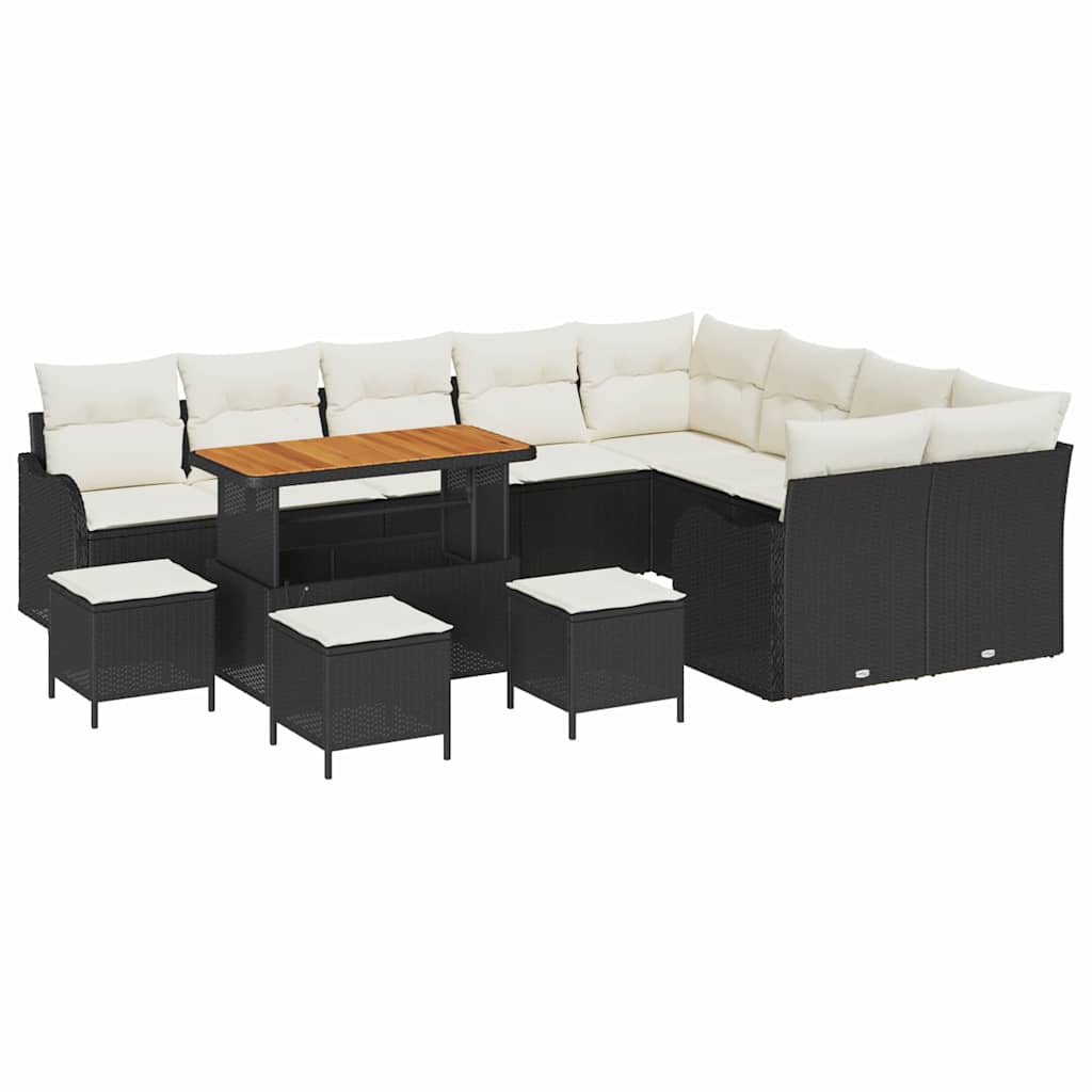 Garten-Sofa-Set mit Kissen mit Kissen 13 pcs Schwarz und Creme