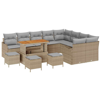 Garten-Sofa-Set mit Kissen 13 pcs Beige und Hellgrau