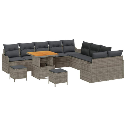 Garten-Sofa-Set mit Kissen mit Speicher mit Kissen 13 pcs Grau