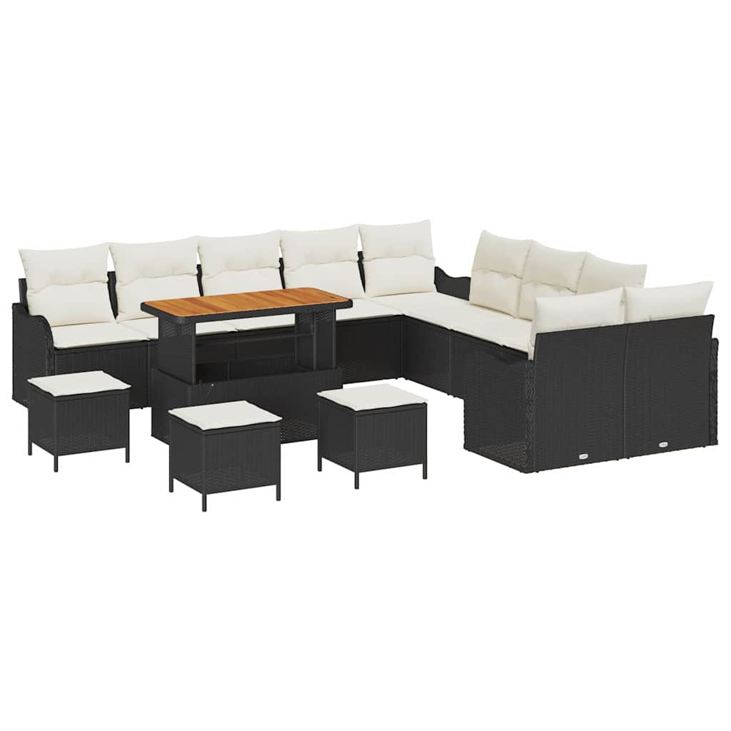 Garten-Sofa-Set mit Kissen mit Kissen 14 pcs Schwarz und Creme