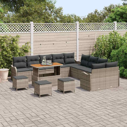 Garten-Sofa-Set mit Kissen mit Speicher mit Kissen 14 pcs Grau