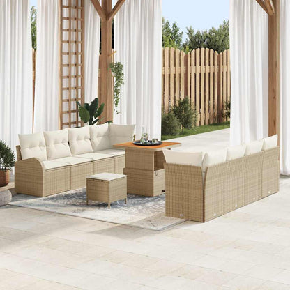 Garten-Sofa-Set mit Kissen mit Speicher 11 pcs Beige und Creme