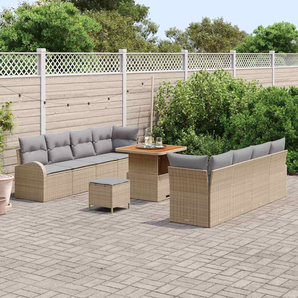 Garten-Sofa-Set mit Kissen mit Kissen 11 pcs Beige und Hellgrau