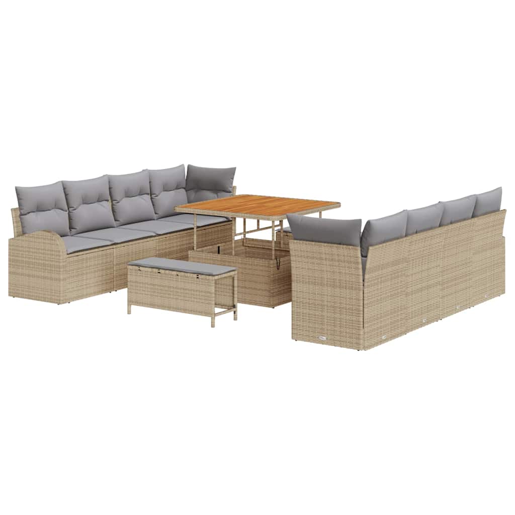 Garten-Sofa-Set mit Kissen mit Kissen 11 pcs Beige und Hellgrau