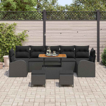 Garten-Sofa-Set mit Kissen mit Speicher 10 pcs Schwarz