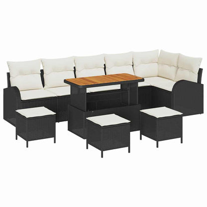 Garten-Sofa-Set mit Kissen mit Kissen 10 pcs Schwarz und Creme