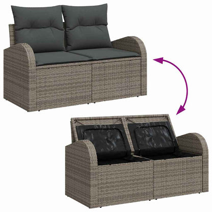 Garten-Sofa-Set mit Kissen mit Speicher mit Kissen 12 pcs Grau